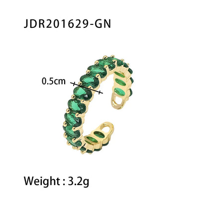 Colorful Copper CZ Oval Rings